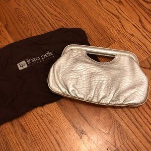 Linea Pelle Distressed Silver Leather Clutch